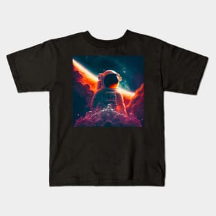 Astronaut stares into the galaxy Kids T-Shirt